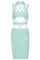 Sexy Light Blue Cutout Choker Bandage Dress