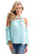 Sexy Light Blue O-ring Connected Ruffle Detail Off Shoulder Top