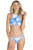 Sexy Light Blue Tropical Leaf Print High Neck Tankini Bathing Suit