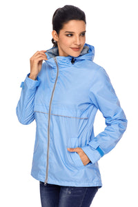 Sexy Light Blue Women Zipper Lapel Suit Blazer with Foldable Sleeve
