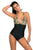 Sexy Light Camouflage Print Black Body One-piece Swimwear