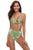 Sexy Light Green Printed Halter Bikini High Waisted Swimsuit