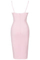 Sexy Light Pink Asymmetric Lace up Bandage Dress