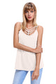 Sexy Light Pink Spaghetti Strap Tank Top with Caged Neckline