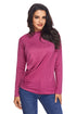 Sexy Lilac Long Sleeve Draped Round Neck T Shirt