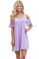 Sexy Lilac Naughty Cute Cold Shoulder Short Dress