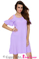 Sexy Lilac Naughty Cute Cold Shoulder Short Dress