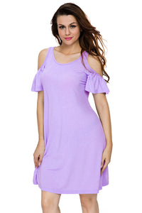 Sexy Lilac Naughty Cute Cold Shoulder Short Dress