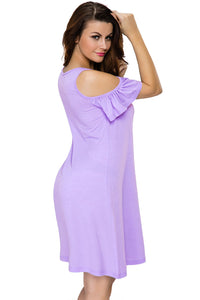 Sexy Lilac Naughty Cute Cold Shoulder Short Dress
