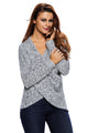 Sexy Long Sleeve Chunky Cross Wrap V Neck Tunic Pullover Sweater
