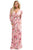 Sexy Mauve Floral Surplice Long Sleeve Maxi Boho Dress