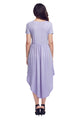 Sexy Mauve Short Sleeve High Low Pleated Casual Swing Dress