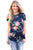 Sexy Mazarine Short Sleeve Round Neck Floral Printed T-shirt