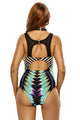 Sexy Mesh Cutout High Neck Egyptian Print One Piece Swimsuit