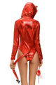 Sexy Metallic Look Devilish Hottie Long Tail Hooded Costume