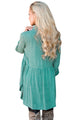 Sexy Mineral Washed Button-up Babydoll Ruffle Top in Green