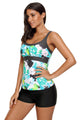 Sexy Mint Abstract Printed Camisole Tankini Top