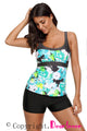 Sexy Mint Abstract Printed Camisole Tankini Top