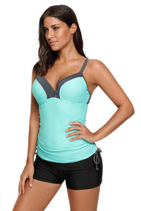 Sexy Mint Bralette Tankini Top with Shorts Swimsuit