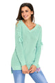 Sexy Mint Lace up Shoulder Loose Fit Sweater Top