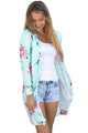 Sexy Mint Long Sleeve Floral Cardigan