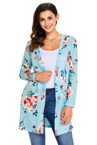 Sexy Mint Long Sleeve Floral Cardigan