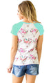 Sexy Mint Short Sleeve Pocket Floral Shirt