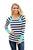 Sexy Mint Splice Accent Navy White Striped Long Sleeve Shirt