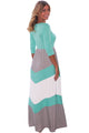 Sexy Mint and Gray Chevron Maxi Dress