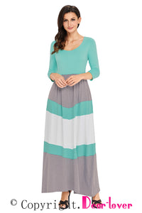 Sexy Mint and Gray Chevron Maxi Dress