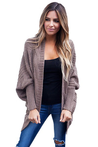 Sexy Mocha Ribbed Cuffs Dolman Sleeved Cardigan