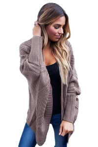 Sexy Mocha Ribbed Cuffs Dolman Sleeved Cardigan