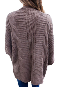 Sexy Mocha Ribbed Cuffs Dolman Sleeved Cardigan