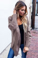 Sexy Mocha Ribbed Cuffs Dolman Sleeved Cardigan