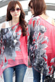 Sexy Monochrome Flower Batwing Coral Chiffon Blouse