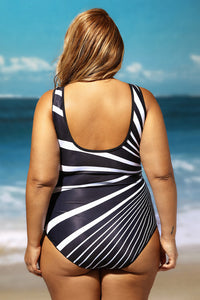 Sexy Monochrome Oblique Stripes One Piece Swimsuit