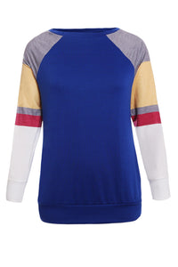 Sexy Multicolor Long Sleeve Royal Blue Sweatshirt