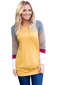 Sexy Multicolor Long Sleeve Yellow Sweatshirt