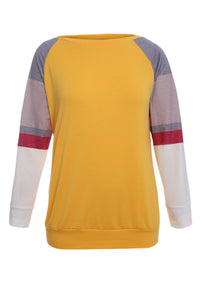 Sexy Multicolor Long Sleeve Yellow Sweatshirt