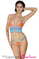 Sexy Multicolor Tie Up Crochet Orange Neoprene Bikini Swimsuit
