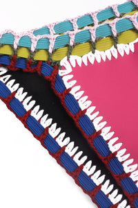 Sexy Multicolor Tie Up Crochet Pink Neoprene Bikini Swimsuit
