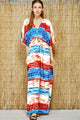 Sexy Multicolored Tie Dye Print Kaftan Maxi Dress