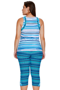 Sexy Multiple Zigzag Print Tankini and Capris Set