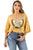 Sexy Mustard 1967 Graphic Print Ripped Oversize Top
