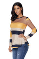 Sexy Mustard Color Block Top with Sequin Elbow Patches