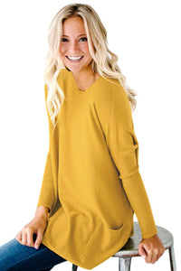 Sexy Mustard Oversize Fit Pocket Sweater Tunic