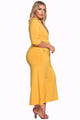Sexy Mustard Plus Size Cut Out Wide Legged Jumpsuit