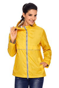 Sexy Mustard Women Zipper Lapel Suit Blazer with Foldable Sleeve