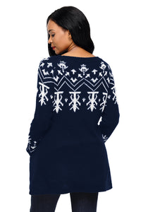 Sexy Navy A-line Casual Fit Christmas Fashion Sweater