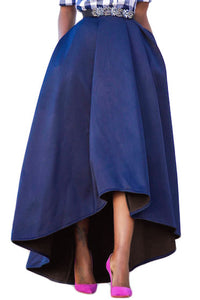 Sexy Navy Blue Asymmetric High-Low Hem Maxi Prom Skirt